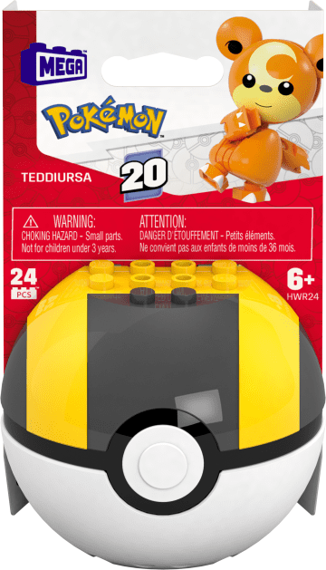 MEGA Pokémon Teddiursa Building Toy Kit, Poseable Action Figure (24 Pieces) For Kids