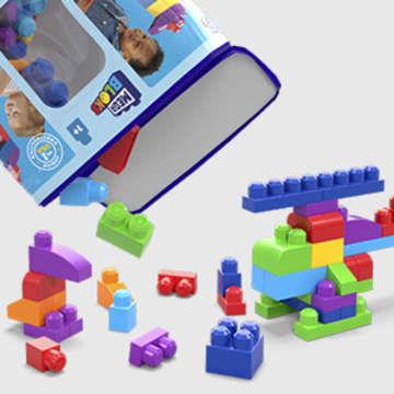 MEGA BLOKS 80-Piece Big Building Bag Blocks For Toddlers 1-3, Blue