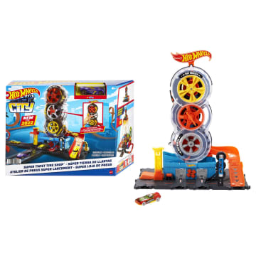 Hot Wheels City Super Twist Tire Shop Playset, Gift For Kids 4 To 8 Years Old