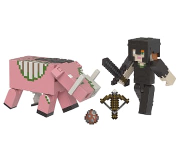 Minecraft Vanilla Figura de Brinquedo Pacote Alex Armadura de Netherita e Zoglin de 3.25