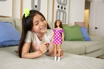 Barbie Fashionistas Doll, Brunette, Pokadot Dress, Ages 3 & Up