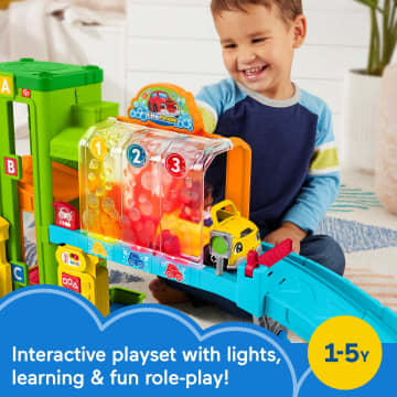 Fisher-Price Little People Light-Up Learning Garage Toddler Playset With Lights & Music, 5 Pieces