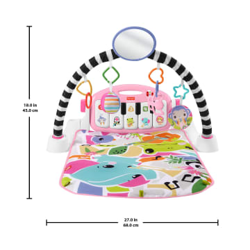 Fisher-Price Glow And Grow Kick & Play Piano Gym Baby Playmat With Musical Learning Toy, Pink