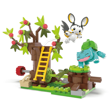 MEGA Pokémon Emolga And Bulbasaur's Charming Woods Building Toy Kit (194 Pieces) For Kids - Image 5 of 6