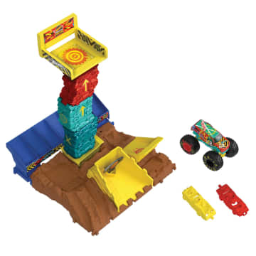 Hot Wheels Monster Trucks Arena Smashers Demo Derby Car Jump Challenge Playset With 1 Vehicle
