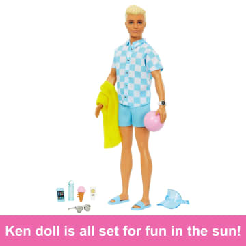 Blonde Ken Doll With Swim Trunks And Beach-Themed Accessories - Image 4 of 5