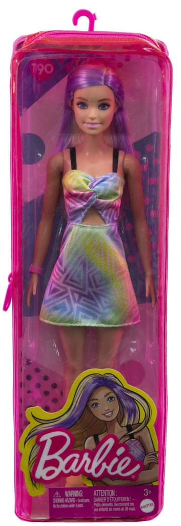 Barbie Fashionistas Doll #190, Purple Hair Streaks, Romper Dress, 3 To 8 Years Old