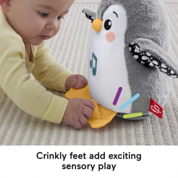 Fisher-Price Plush Tummy Time Toy, Flap & Wobble Penguin, Newborn Musical Toy - Image 5 of 6