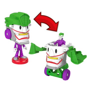Imaginext DC Super Friends the Joker & Laff Mobile, Head Shifters, 4-Piece Figure & Vehicle Set For Kids