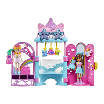 Polly Pocket Glam It Up Style Studio Playset With 2 Dolls, Color Change And 19 Accessories