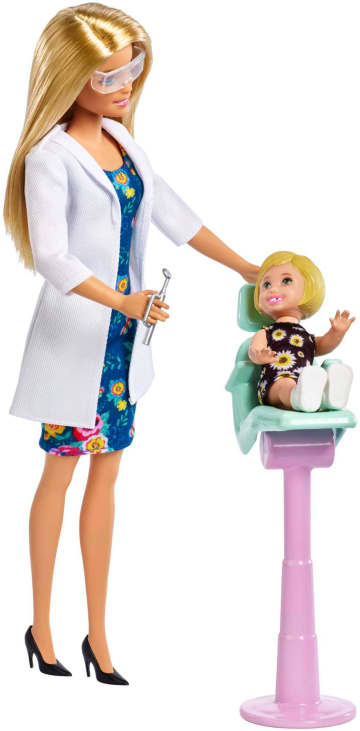 Barbie Careers Dentist Doll & Toddler Patient Doll Playset, Blonde