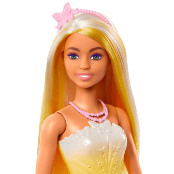 Barbie Fantasía Muñeca Doncella Vestido de Ensueño Amarillo - Imagen 2 de 6