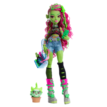 Monster High Venus Mcflytrap Fashion Doll With Pet Chewlian And Accessories