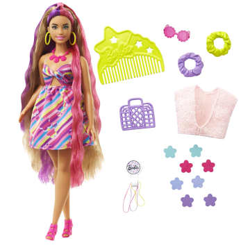 Barbie Totally Hair Boneca Vestido de Flores - Imagem 1 de 6