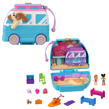 Polly Pocket Dolls And Playset, Travel Toys, Seaside Puppy Ride Compact - Image 1 of 6