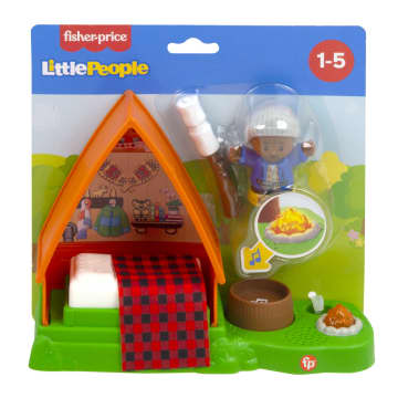 Fisher-Price Little People Cabin Playset With Camp Fire Light And Sounds, 3 Pieces, Toddler Toy