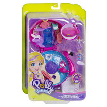 Polly Pocket Mini Toys, Compact Playset And 2 Dolls, Flamingo Floatie