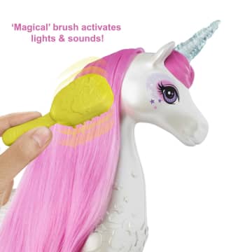 Barbie Dreamtopia Brush ‘n Sparkle Unicorn With Lights And Sounds, White With Pink Mane And Tail