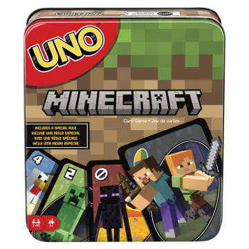 UNO Card Game Minecraft theme, Gift For Kids And Adults,  Storage Tin