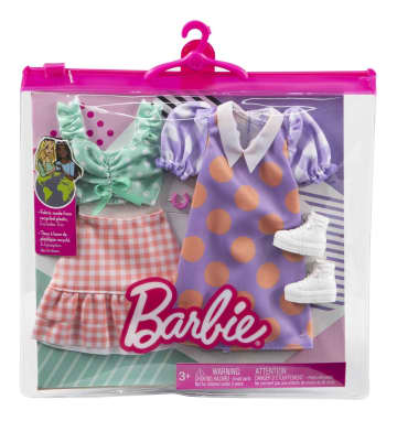 Barbie Fashion & Beauty Accesorios para Muñeca Vestido con Puntos y Falda de Cuadros - Image 3 of 3