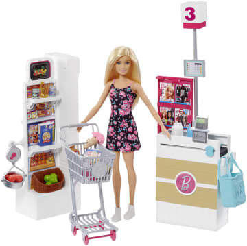 Barbie Set de Juego Supermercado con Muñeca - Image 1 of 6