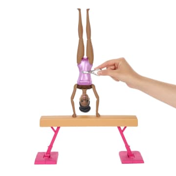 Barbie Gymnastics Playset: Brunette Barbie Doll With Twirling Feature, Balance Beam, 15+ Accessories, Ages 3 To 7 Years Old