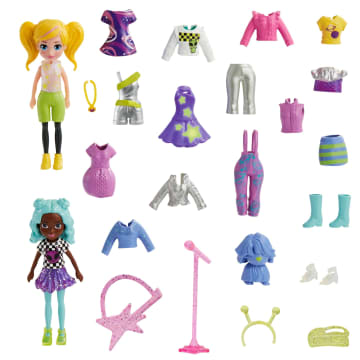 Polly Pocket 2 Poupées et 25 Accessoires Pop Star, Phosphorescent - Imagem 1 de 5