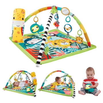 Fisher-Price 3-In-1 Rainforest Sensory Gym Tummy Wedge With 6 Baby Toys Newborn To Toddler
