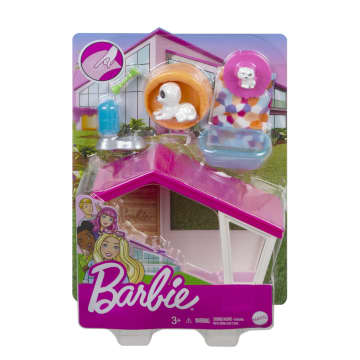 Barbie Mini Playset With 2 Pet Puppies, Doghouse And Pet Accessories, Gift For 3 To 7 Year Olds