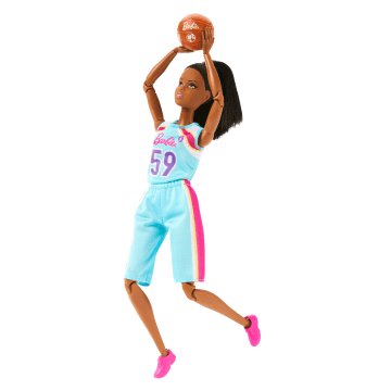 Barbie Made To Move Basketball Player Doll & Accessories, Brunette Doll Wearing Uniform With Ball