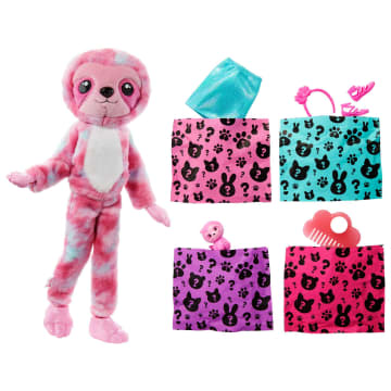 Barbie Doll Cutie Reveal Sloth Plush Costume Doll With Pet, Color Change