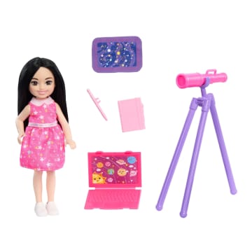 Barbie Chelsea Astronomer Doll & Accessories Set, Career-Themed Brunette Small Doll
