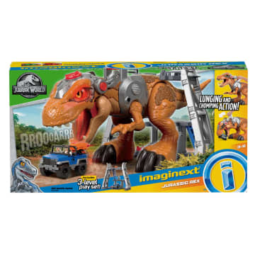 Imaginext Jurassic World Owen Grady And T. Rex Dinosaur Toy With Lights & Motion, 7-Piece Set