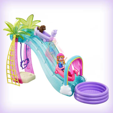 Polly Pocket Sunshine Splash Park  With 3-Inch Polly Doll, 15 Accessories Including Slide, Go Karts, Pool, Volleyball Net, Swing, Dog & More, 4 & Up