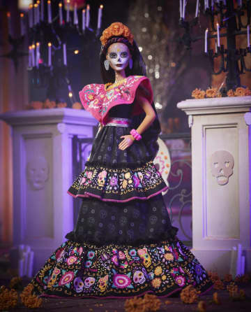 Barbie 2021 Dia De Muertos Doll (11.5-In) Wearing Embroidered Dress & Calavera Face Paint