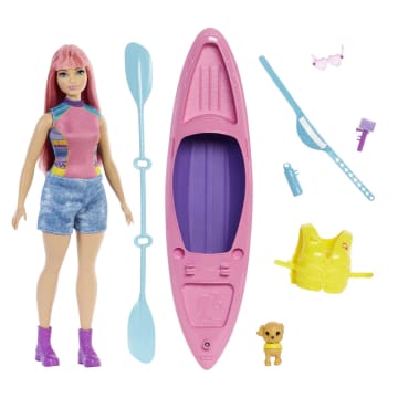 Barbie It Takes Two Set de Juego Daisy Paseo en Kayak Día de Campamento