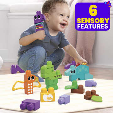 MEGA BLOKS Fisher-Price Sensory Toy Blocks Squeak N Chomp Dinos (24 Pieces) For Toddler