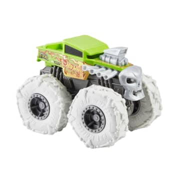 Hot Wheels Monster Trucks Vehículo de Juguete 1:43 Llantas Todo Terreno Bone Shaker Original Flaming Skull - Imagem 3 de 5