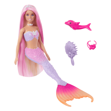 Barbie “Malibu” Mermaid Doll With Color Change Feature, Pet Dolphin And Accessories