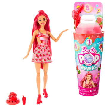 Barbie Pop Reveal Fruit Series Watermelon Crush Doll, 8 Surprises Include Pet, Slime, Scent & Color Change - Imagen 1 de 6