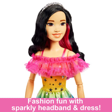 Large Barbie Doll, 28 Inches Tall, Black Hair And Rainbow Dress - Image 3 of 6