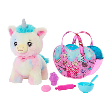 Barbie Stuffed Animals, Unicorn Toys, Plush With Purse And 5 Accessories, Chef Pet Adventure - Imagem 1 de 6