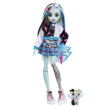 Monster High-Frankie Stein-Poupée Avec Animal, Cheveux Noirs et Bleus