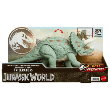 Jurassic World Gigantic Trackers Triceratops Dinosaur Action Figure Toy, Large Species - Image 6 of 6