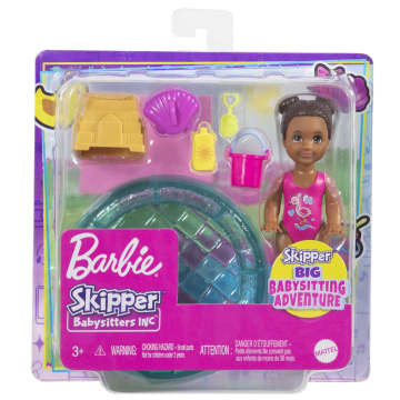 Barbie Small Doll And Accessories, Babysitters Inc. Set With 1 Pool And 5 Pieces