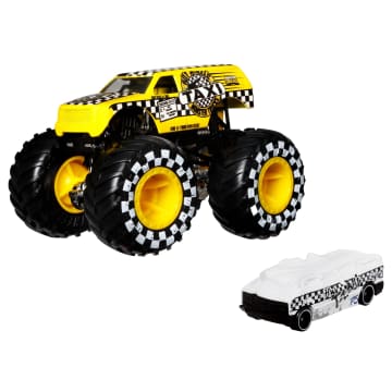 Hot Wheels Monster Trucks Veículo de Brinquedo Taxi Die Cast Blind Sided Taxi Crushed - Image 5 of 6