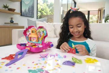 Polly Pocket Mini Toys, Compact Playset And 2 Dolls, Flamingo Party