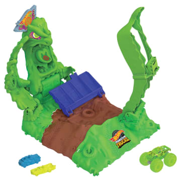 Hot Wheels Monster Trucks Pista de Juguete Arena de Demolición Glow in the Dark Gunkster - Imagem 1 de 5