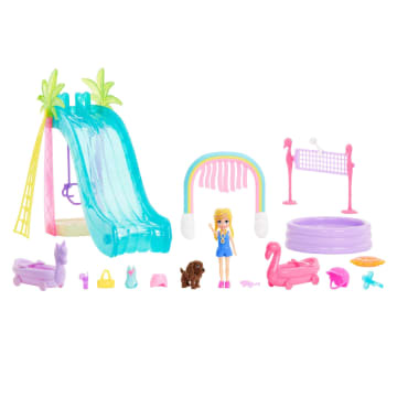 Polly Pocket Sunshine Splash Park  With 3-Inch Polly Doll, 15 Accessories Including Slide, Go Karts, Pool, Volleyball Net, Swing, Dog & More, 4 & Up