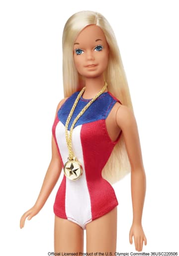 Barbie 1975 Gold Medal Doll Reproduction With Doll Stand And Certificate Of Authenticity